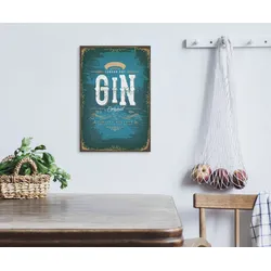 queence Metallbild »Gin«, Sprüche-Schriftzug-Sprüche-Sprüche & Texte-Getränke, (1 St.), Stahlschild, Blechschild, Sprüche, Texte, Gin, Getränke queence Farbe Bild(er): blau