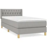 vidaXL Boxspringbett mit Matratze Hellgrau 90x200 cm Stoff