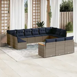 vidaXL Gartensofa-Set 13-tlg. grau Polyrattan