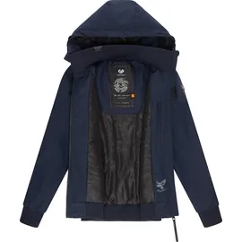 Ragwear Damen warme wasserdichte Winterjacke Outdoorjacke mit Kapuze Nuggie Melange Navy Gr. XL - XL