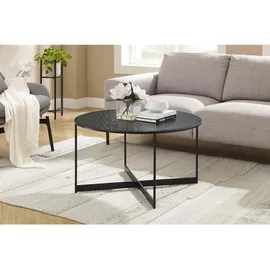 SalesFever Couchtisch rund Schwarz Glas 80 x 45 cm