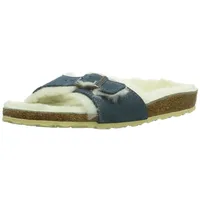 Birkenstock Classic Damen Madrid Fell Pantoletten, Blau (STAHLBLAU LAMMFELL), 41 EU - 41 EU