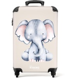 NoBoringSuitcases.com Kinderkoffer, Kinder Koffer, Koffer Kinder, Kinder Reisekoffer, Reisekoffer Kinder, Handgepäck Koffer, Trolley Kinder, Koffer, Handgepäck 55x40x20 cm (Elefant - Blaugrau)