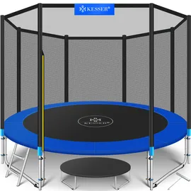 Kesser Trampoline Komplettset 305 cm inkl. Sicherheitsnetz, Leiter und Randabdeckung blau