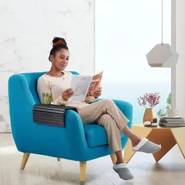 Relaxdays Sofatablett Armlehne, Bambus, Armlehnentisch für Couch und Sofa, BxT: 42 x 34 cm, Sofaablage Getränke, braun