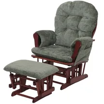 Mendler Relaxsessel HWC-C76 Chenille 52 x 100 x 80 cm Grün mit Hocker
