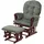 Mendler Relaxsessel HWC-C76 Chenille 52 x 100 x 80 cm Grün mit Hocker