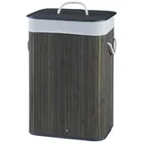 [en.casa] Wäschekorb Salla 72L Bambus Dunkelblau/grau