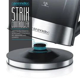 Arendo Edelstahl Glas Wasserkocher mit Teesieb und Rauchglas Teekocher Infusion 1,7 Liter