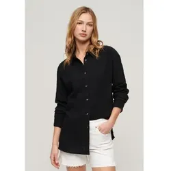 Superdry für Damen. W4010422A Langes schwarzes Strandhemd (S), Lässig, Baumwolle, Langarm