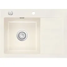 Systemceram MERA 70 links Auflagespüle magnolie + Excenterbetätigung 700 x 500 mm
