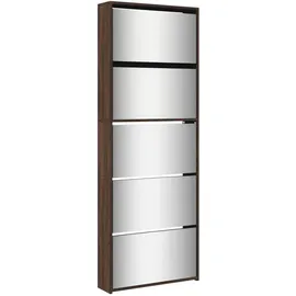 vidaXL Schuhschrank 63 x 17 x 169,5 cm mit Spiegel 5 Fächer braun