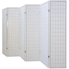 Homestyle4u 6-tlg Paravent in Weiß 264x175 cm