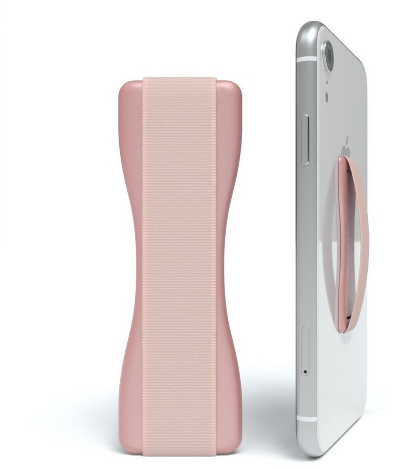 EAZY CASE Handy Finger Halterung mit Gummiband Smartphone-Halterung, (Fingerschlaufe Handy Griff Fingerhalterung Handy alle Modelle Roségold) rosa