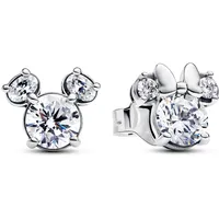 Pandora X Disney Micky Maus & Minnie Maus Funkelnde Ohrringe aus Sterling Silber mit Zirkonia, 293219C01