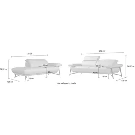 Egoitaliano Sofa EGOITALIANO "Anais, Design mit hohem Sitzkomfort, Fußfarbe schattengrau", braun (brandy), Sofas, Luxus-Microfaser Lederoptik, Ottomane Armlehne rechts, Set, Kopfteil verstellbar, Luxus-Microfaser Lederoptik, brandy