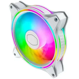 Cooler Master MasterFan MF120 Halo White Edition ARGB-Dual Ring adressierbare RGB-Beleuchtung, Gehäuse - Kühlung, Hybrid-Lüfterblatt-Design, Smart-Sensor, Vibrationsdämpfungsrahmen, mit Controller