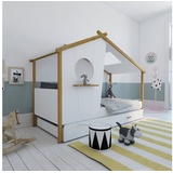 Homestyle4u Hausbett 90x200 Weiss Kinderbett Kinderhaus Bettkasten Holzbett Holz - Weiß