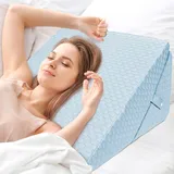 INFANZIA Keilkissen für Bett, Eckkissen, dreieckiges Kissen, faltbar, aus Memory-Schaum, für Schlafapnoe, Reflux (blau)