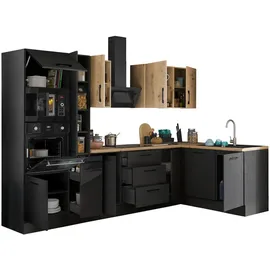 P & B Winkelküche L-Form 310 cm schwarz