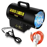 Clanmacy Gasheizgebläse Heizgerät 15kW Gasheizer Heizkanone Gasofen Bauheizer für 225m2 Werkstätten, Straßenbrücken, Eisenbahnflughäfen Mas...