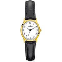 Dugena Damen-Armbanduhr Vintage, Quarz, Edelstahl, Lederarmband, 3 bar