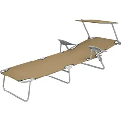 vidaXL Klappliege mit Sonnenschutz Stahl Taupe