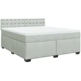 vidaXL Boxspringbett mit Matratze Hellgrau 180x200 cm Samt