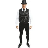 P'TIT CLOWN - Ärmellose Weste mit Pailletten - Glitter Waistcoat - Kostüme für Karneval, Mottopartys, Silvester, Neujahr, Festivals - Erwachsene - Einheitsgröße (Schwarz)