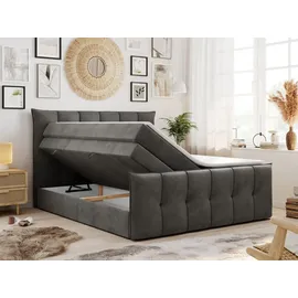 MKS Boxspringbett Grau, Textil, 2-Sitzer, H4, Rechteckig, 180x200 cm Schlafzimmer, Betten, Boxspringbetten
