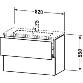 Duravit L-Cube Waschtischunterschrank, 2 Schubkästen, wandhängend Compact, für 234283 820 x 39,1 cm, Betongrau Matt