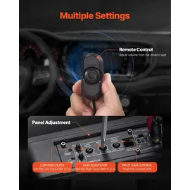 Vevor Untersitz Auto Subwoofer 440 W 254 mm schlanker Auto Subwoofer unter dem Sitz Subsystem mit eingebautem Verstärker, Hoch-/Niedrigpegel-Eingang und Lautstärkeregler für SUVs Lkws