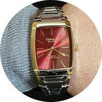 OMAX Retro 2Ton Silber & Gold Edelstahl, Epson Seiko Uhrwerk, Tonneau Uhr HBK843