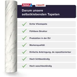 tesa rasch Carrara Vliestapete 6 m x 0,30 m 1 St Beige/Grau/Weiß