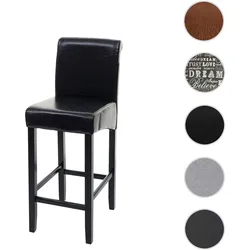 Barhocker HWC-C33, Barstuhl Tresenhocker, Holz MVG-zertifiziert ~ schwarz, dunkle Beine, Leder