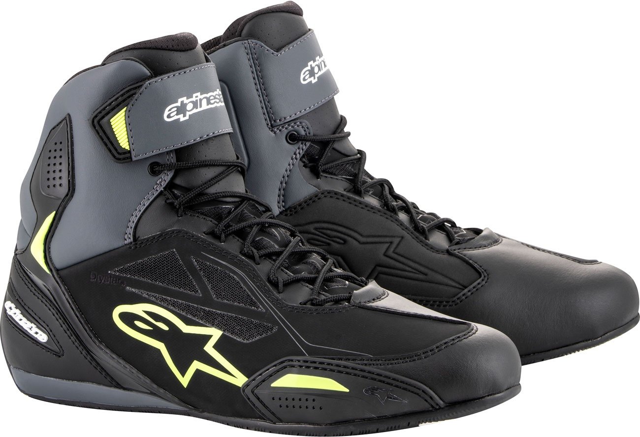 Alpinestars Faster 3, chaussures Drystar - Noir/Gris/Jaune Néon - 7.5 US