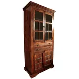 Massivmoebel24 Vitrine Akazie 95x50x195 nougat lackiert Oxford #452