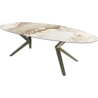 DeLife Esstisch Edge Oval 280x130 Keramik Minas Melange Weiß-Beige
