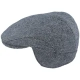 Herren Winter Schiebermütze mit Ohrenklappen Flatcap Schirmmütze 100% Wolle Newsboy ausklappbarer Ohrenschutz Hautfreundlich Bequem Fischgrät Hellblau 62 - 62