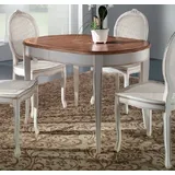 Casa Padrino Luxus Barock Esstisch Braun Intarsien / Antik Weiß - Ovaler ausziehbarer Massivholz Esszimmertisch im Barockstil - Barock Esszimmer Möbel - Luxus Qualität - Made in Italy