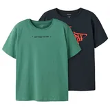 NAME IT Jungen Nkmbenno 2P Ss Nreg Top Box Pb, Bottle Green, 134-140 (2er Pack) - 134-140