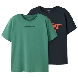 NAME IT Jungen Nkmbenno 2P Ss Nreg Top Box Pb, Bottle Green, 134-140 (2er Pack) - 134-140