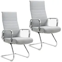 Svita Besucherstuhl Freischwinger Polyester Hellgrau 2er Set