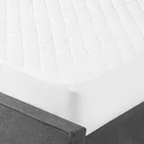 Beliani Matratzentopper Weiß Japara Baumwolle und Mikrofaser 90 x 200 cm mit Gummizug an den Ecken Versteppt Matratzenschutz Auflage für Einzelbett