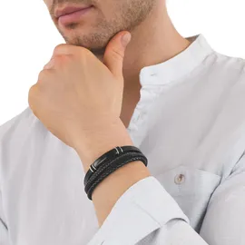 Tom Tailor Identarmband Edelstahl/Leder/Kautschuk Schwarz 2100691 Größe 20+1,5 cm