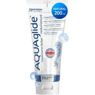 JOYDIVISION Original AQUAglide 200 ml Gleitgel Natural, Kristallklares & Veganes Gleitmittel, Ph-optimiert und Latex- Kondom -Kompatibel