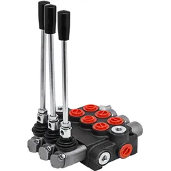 VEVOR 3 Bank Hydraulikventil Handhebelventil, 11GPM Hydraulic Directional Control Valve Adjustable, 14,6 lb Hydraulische Ventil, Handhebelventil Hydraulik-Steuergerät, für Landwirtschaft Baumaschinen