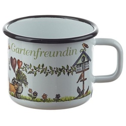 Neuetischkultur Tasse Becher Gartenfreund-in Retro, Emaille, Kaffeebecher Teetasse Minitopf bunt