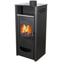 ABC Proizvod Kaminofen Dauerbrand Holzofen Ofen Holz mit Schamott 9,5 kW mit Mehrfachbelegung, 9,50 kW, Dauerbrand schwarz