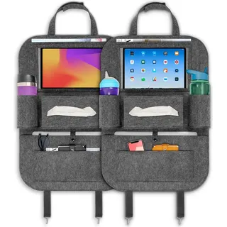 ECENCE 2x Rückenlehnen-Schutz Auto Filz Rücksitzschoner Kinder 60cm/23,6inch Organizer Autotasche
